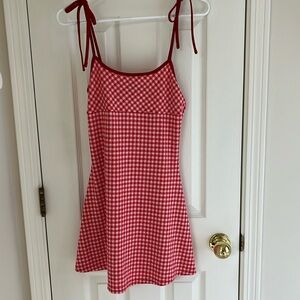 Red checkered mini dress